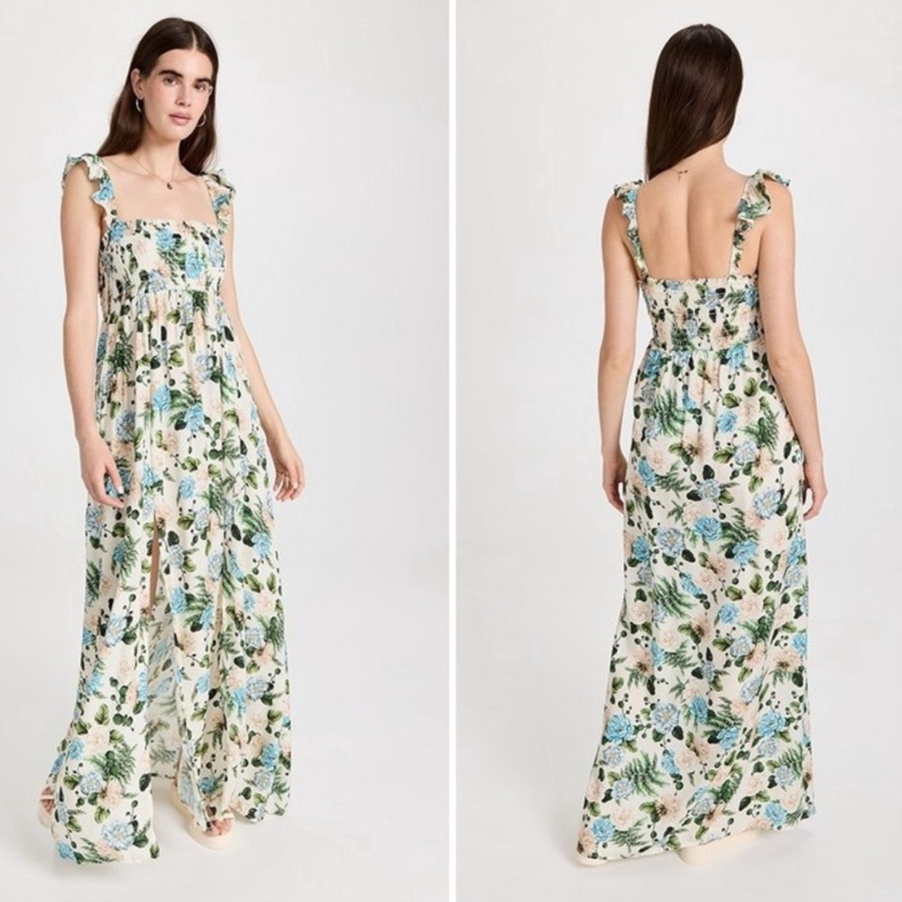 Agua Bendita Blue and Green Floral Leandra Dress